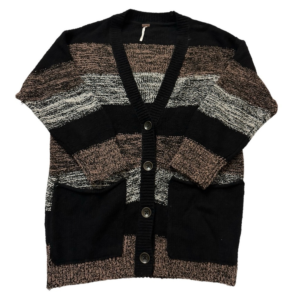 Free People Cardigan Sweater Southport Beach Oversized in Helsinki Combo Size XS - Picture 4 of 8